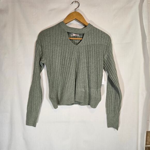 SO Sweaters - NWT SO Keyhole Cropped Sweater Sage Ribbed Soft Lightweight Small